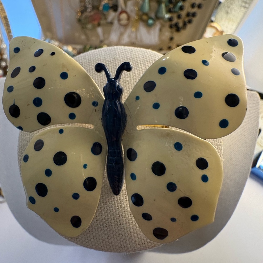 Made In Germany Polka Dot Butterfly Enamel Brooch